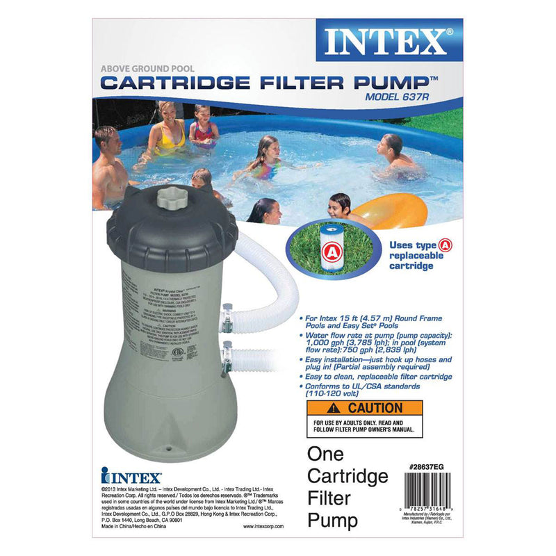Intex 1000 GPH Easy Set Above Ground Pool Cartridge Filter Pump System (3 Pack)