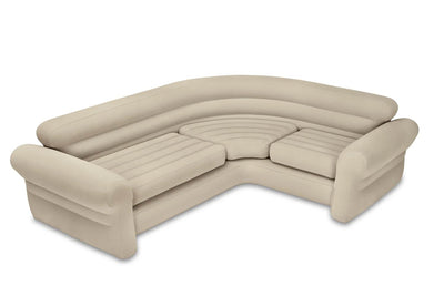 Intex Inflatable Corner Living Room Neutral Sectional Sofa & Lounge Chair Set