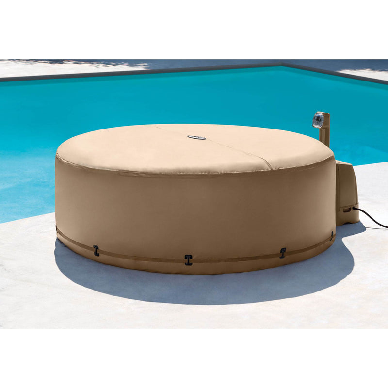 Intex 28523E Round PureSpa Energy Efficient Spa Hot Tub Replacement Cover, Tan