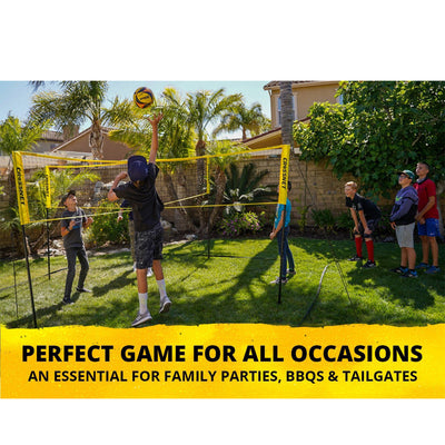 CROSSNET Four Square Volleyball Net and Game Set with Carrying Backpack & Ball