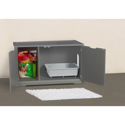 Merry PTH1031722510 Pet Cat Washroom Bench with Removable Partition Wall, Gray