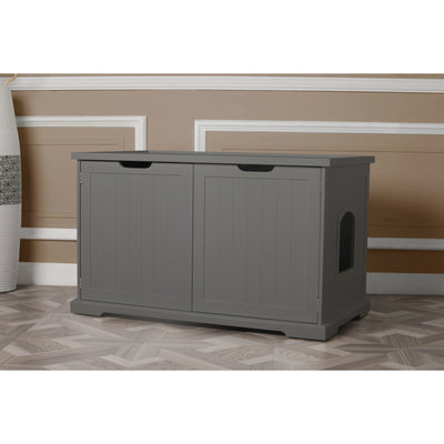 Merry PTH1031722510 Pet Cat Washroom Bench with Removable Partition Wall, Gray