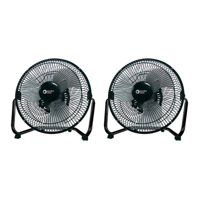 Comfort Zone 9 Inch 3 Speed High Velocity Air Cooling Fan, Black (2 Pack)