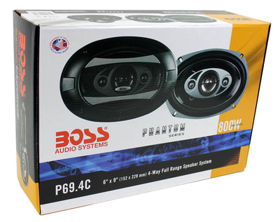 BOSS Audio P694C 6x9" 800W 4-Way 4 Ohm Car Coaxial Stereo Speakers, Pair