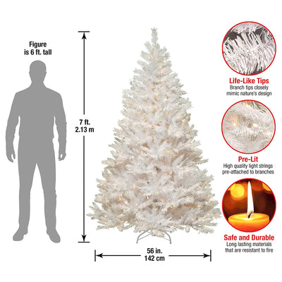 National Tree Company Pine 7' White w/ Silver Glitter Christmas Tree (Open Box)