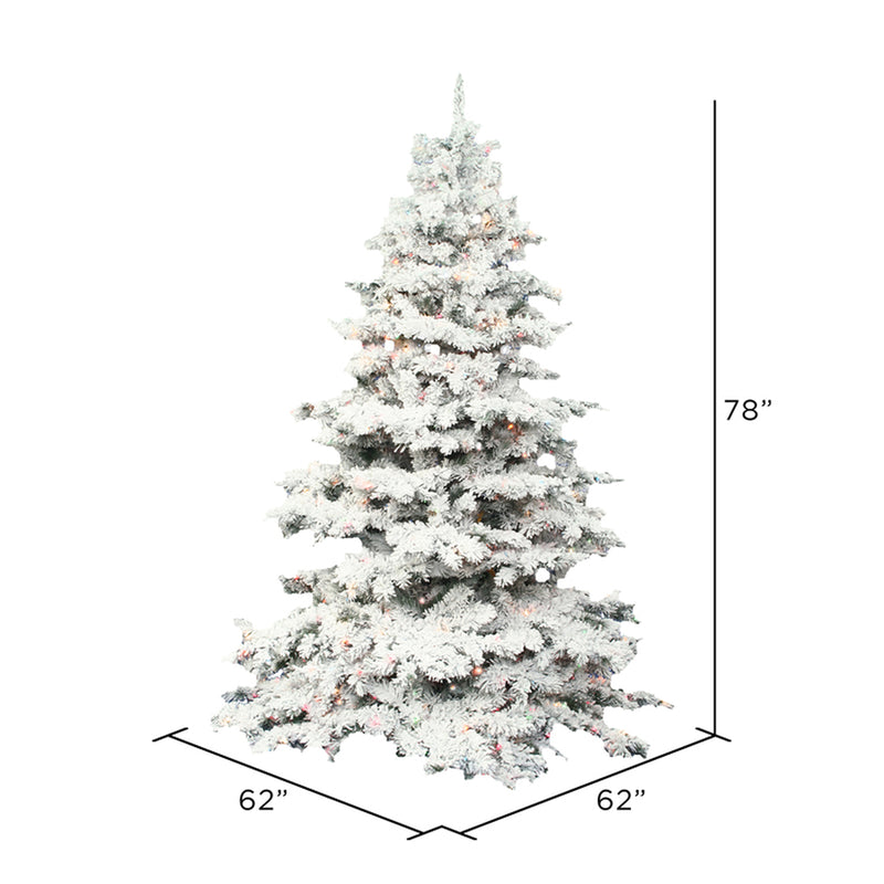 Vickerman Flocked Alaskan Pine 6.5 Feet Artificial Pre Lit Christmas Tree, White