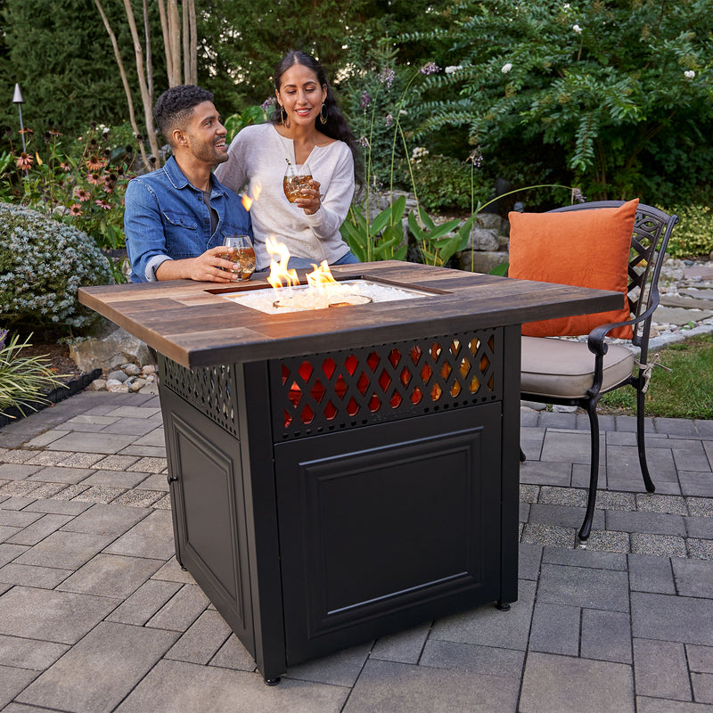 Endless Summer Piper 38" Square UV Printed LP DualHeat Gas Fire Pit Heater Table
