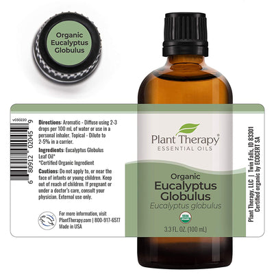 Plant Therapy Aroma 3.3 Oz Essential Oil Organic Eucalyptus Globulus (2 Pack)