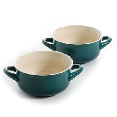 Crock-Pot 30oz Artisan Stoneware Soup Bowl w/ Handles, 2 Pack, Teal Gradient