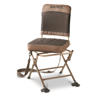HuntRite Oversized Swivel Hunting Blind Chair, Brown (Used)