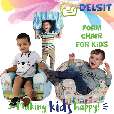 Delsit Lightweight Toddler Chair and Kids Reading Armchair Lounger, Busy Street