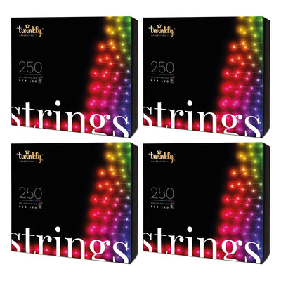 Twinkly 250 LED RGB 65.5 Foot Decorative String Lights, Bluetooth WiFi (4 Pack)