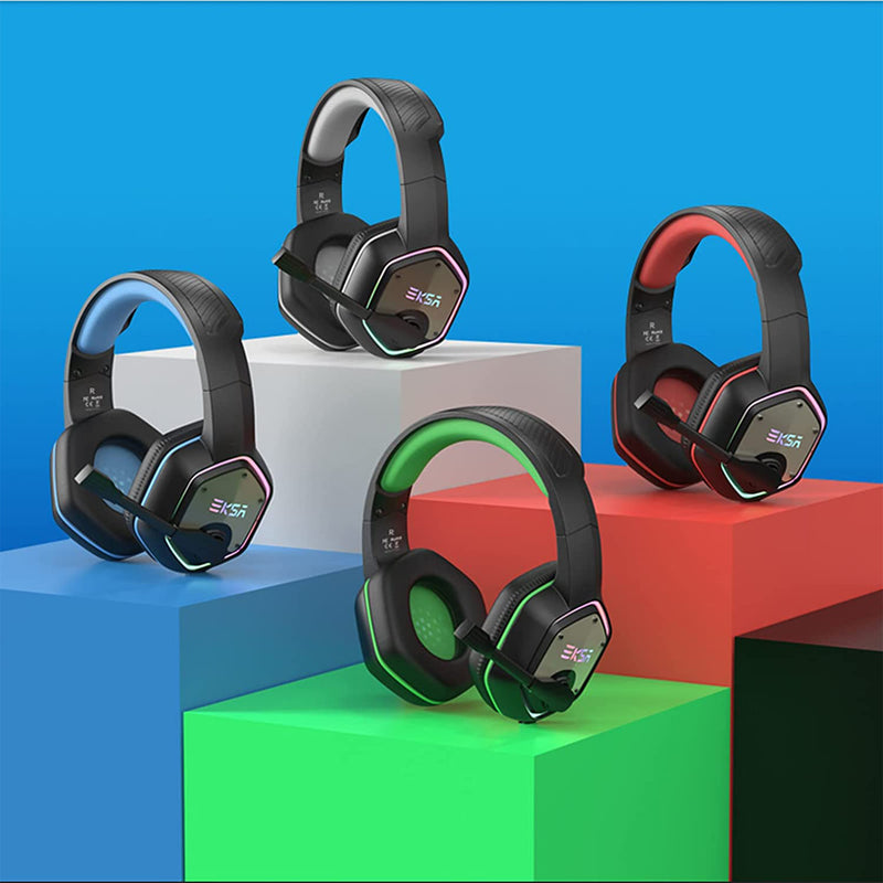 EKSA RGB Plug In USB Gaming Headset for PC, PS4, and PS5 with Microphone, Gray