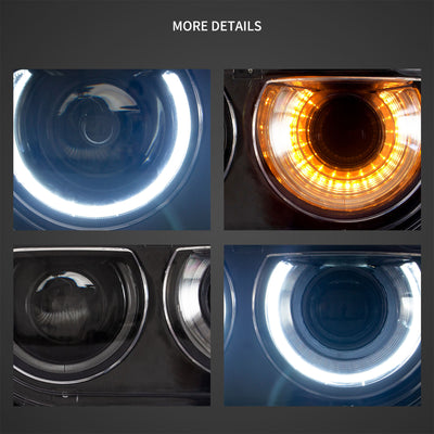 Vland LED Dual Beam Projector Headlights for 2008-2014 Dodge Challenger, Black