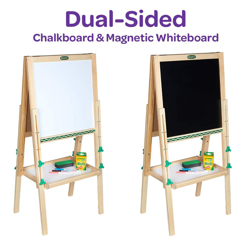 Crayola Kids Mini Dual Sided Wooden Art Easel w/ Chalkboard & Dry Erase Supplies
