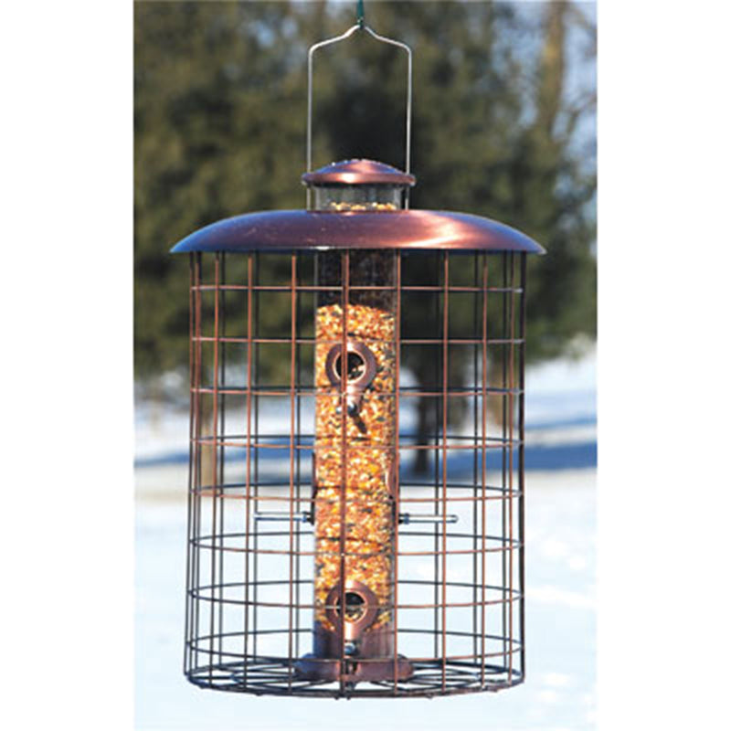 Woodlink Coppertop 6 Port Caged Hanging Bird Feeder w/ Squirrel-Proof Metal Grid