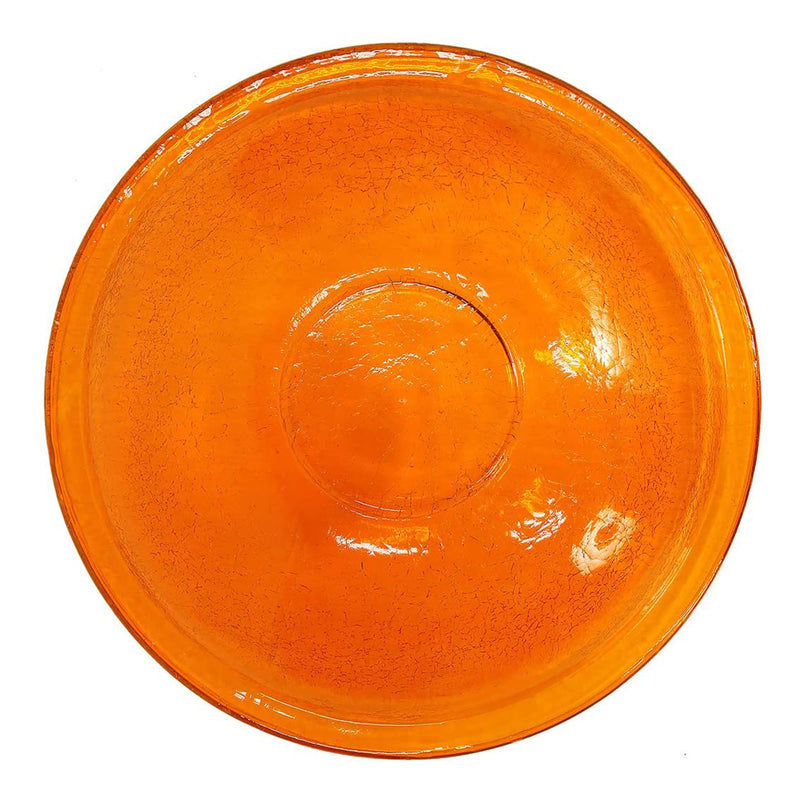 Achla Designs Hand Blown Crackled Glass Garden Birdbath Bowl, 14 Inch, Mandarin