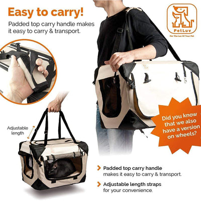 Happy Cat Premium Cat Carrier Foldable Pet Crate w/ Locking Zippers (Used)