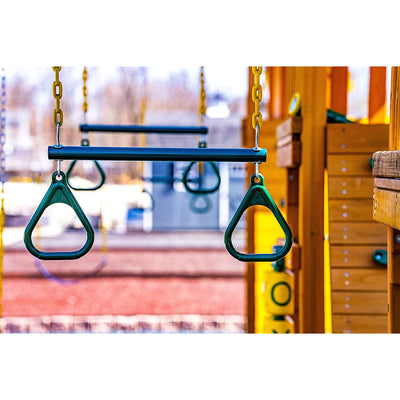 Eastern Jungle Gym Trapeze Bar and Gym Rings Combo with 43 Inch Coated Chains