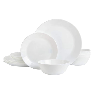 Gibson Home Ultra Break and Chip Resistant 18 Piece Dinnerware Set, Opal Glass