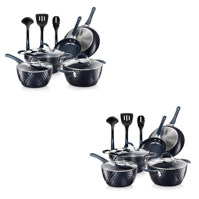 NutriChef Nonstick Cooking Kitchen Cookware 11 Piece Pots and Pans Set (2 Pack)