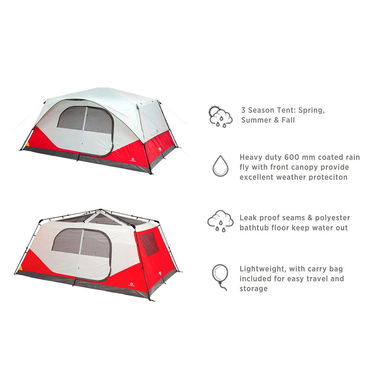 Outbound QuickCamp 10 Person Cabin Tent with Rainfly and Carry Bag (Used)