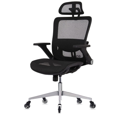 Oline ErgoMax Ergonomic Adjustable Swivel Office Chair w/ Lumbar Support, Black