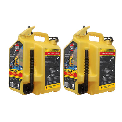 SureCan 5 Gallon Spill Free Type II Self Venting Diesel Safety Can (2 Pack)