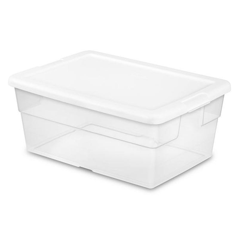 Sterilite 16 Qt Clear Plastic Stacking Storage Container Box w/Handles, 12 Pack