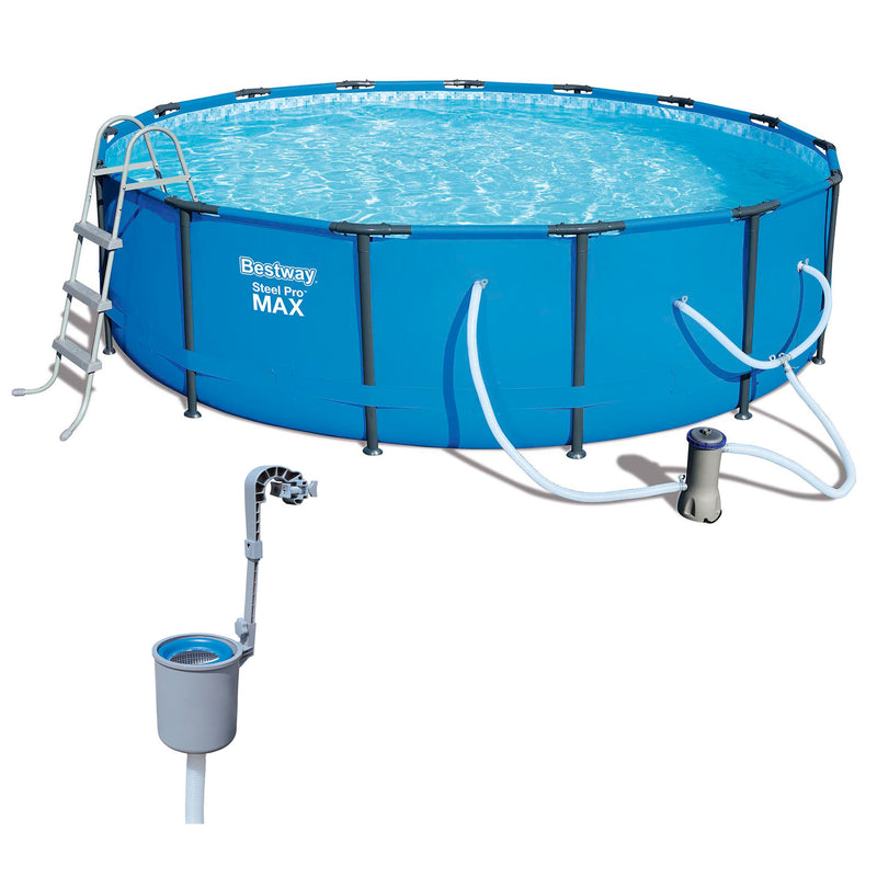 Bestway 15ft x 42in Steel Pro Max Frame Above Ground Swimming Pool & Skimmer