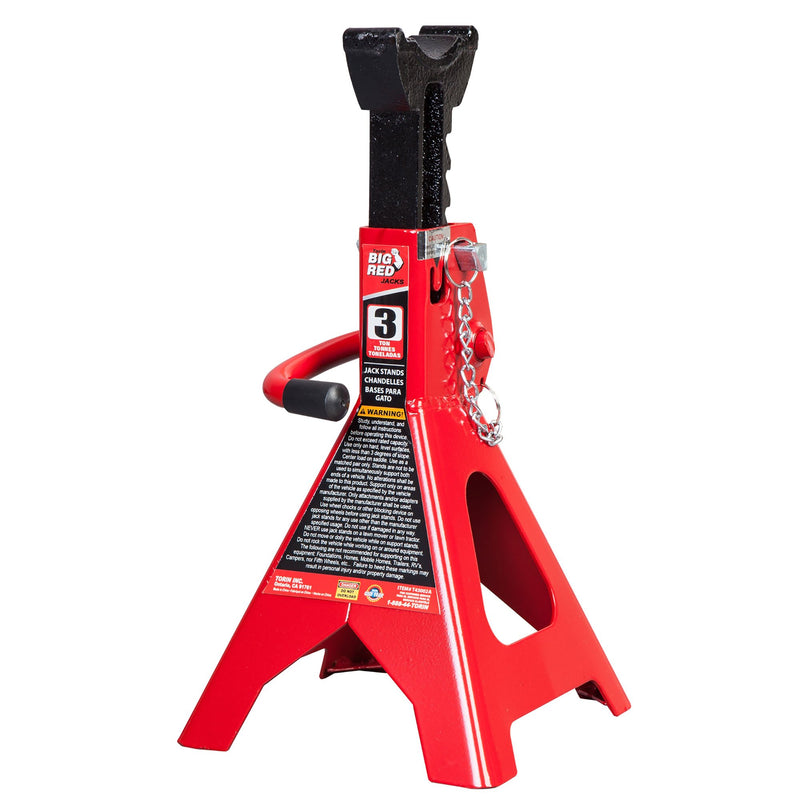 Torin Big Red 3 Ton Capacity Double Locking Steel Jack Stands, 1 Pair (2 Pack)