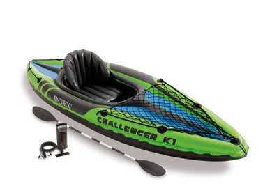Intex Challenger K1 1-Person Inflatable Sporty Kayak + Oars And Pump | 68305EP