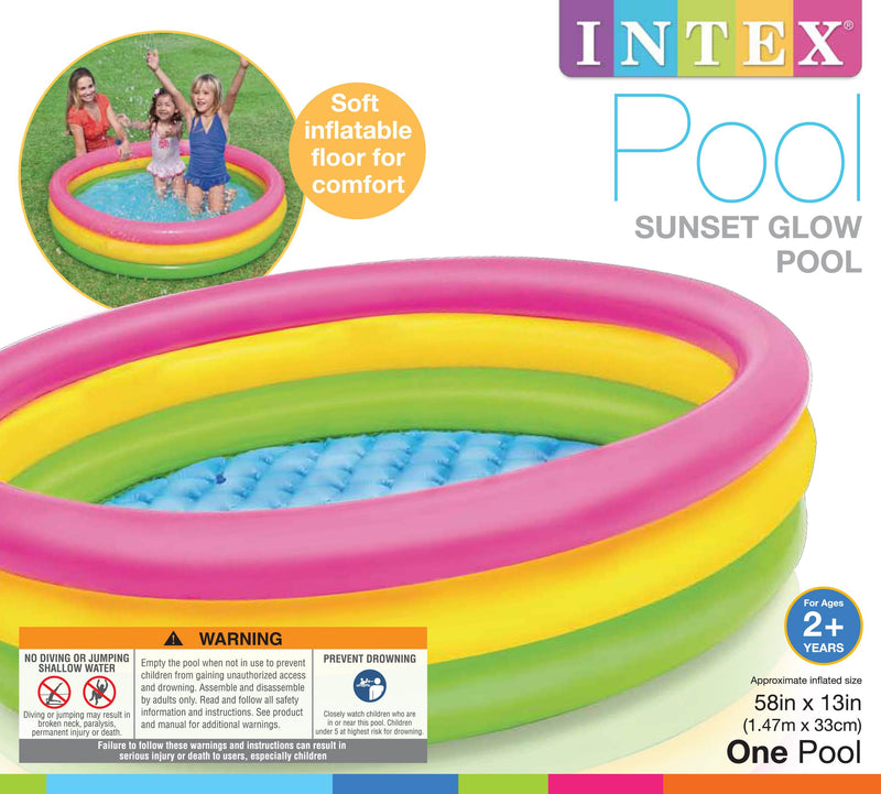 Intex 4ft x 13in Inflatable Sunset Glow Colorful Backyard Kid Play Swimming Pool