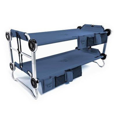 Disc-O-Bed Youth Kid-O-Bunk Benchable Double Cot with Storage Organizers, Navy