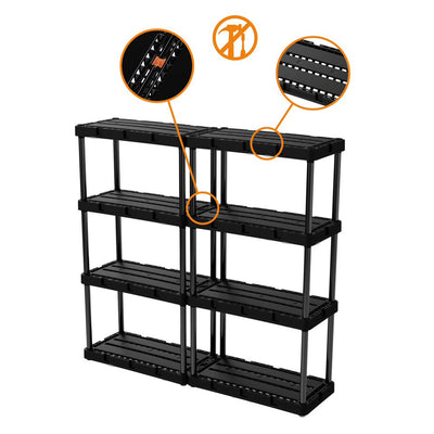 Gracious Living 4 Shelf Knect-A-Shelf Solid Light Duty Storage Unit, Black