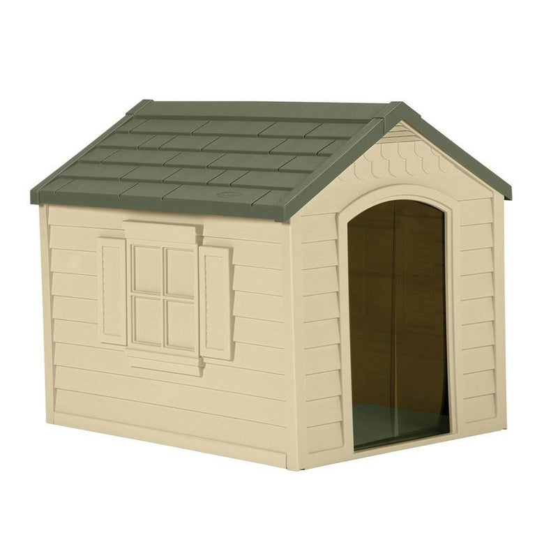 Suncast DH250 Durable Resin Snap Together Dog House with Removable Roof, Brown