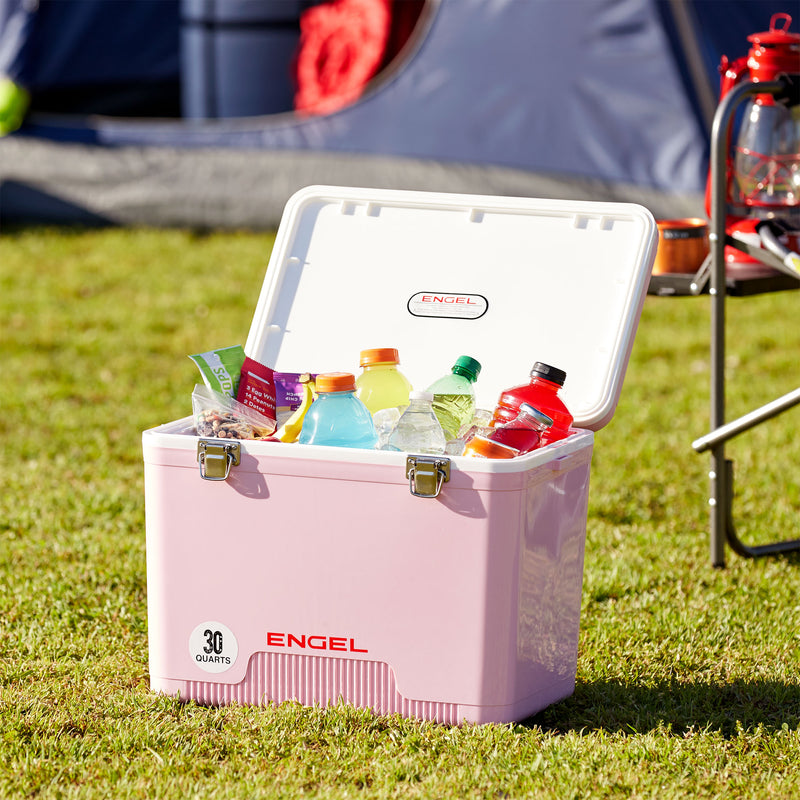 Engel 30-Quart 48 Can Leak-Proof Compact Insulated Airtight Drybox Cooler, Pink