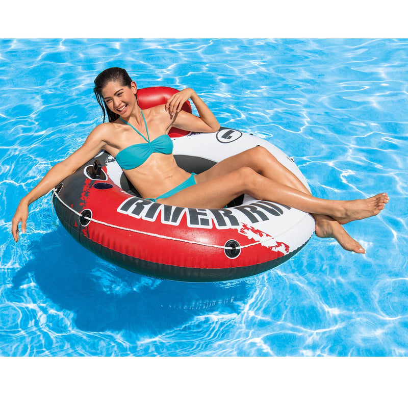 Intex River Run 1 53" Inflatable Floating Water Tube Lake Raft, Red (3 Pack)