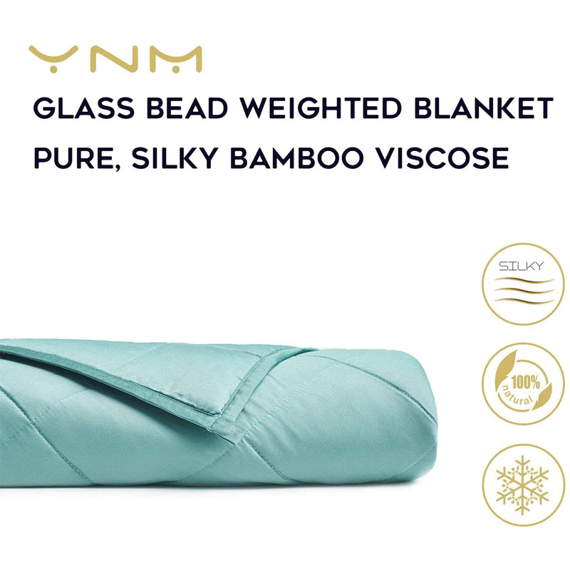 YnM Bamboo 80 x 87In Weighted Blanket Queen&King w/ Duvet, Sea Grass (Open Box)