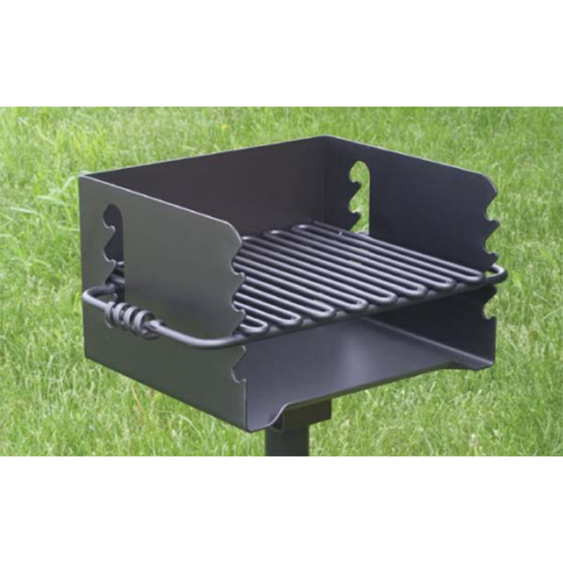 Pilot Rock CBP 135 Park Style Steel Outdoor BBQ Charcoal Grill and Post, Black