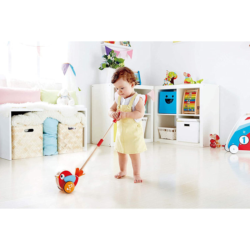 Hape Walk A Long Bird Wooden Push Pull Toy with Detachable Stick, Ages 1 and Up
