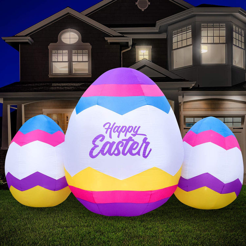 Holidayana 6 Foot Tall LED Light Inflatable Easter Eggs Holiday Yard Decoration