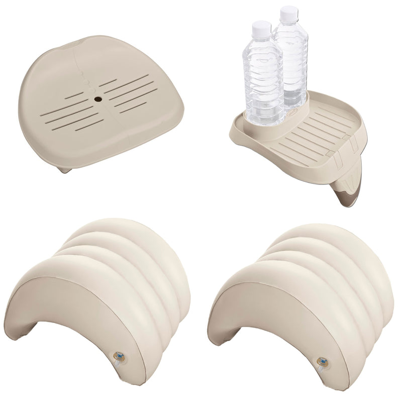 Intex Inflatable Hot Tub Seat, Attachable Cup Holder, Inflatable Head Rest (2)