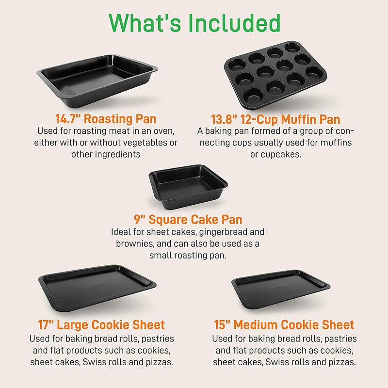 NutriChef Deluxe Nonstick Carbon Steel 10 Piece Kitchen Bakeware Set (4 Pack)
