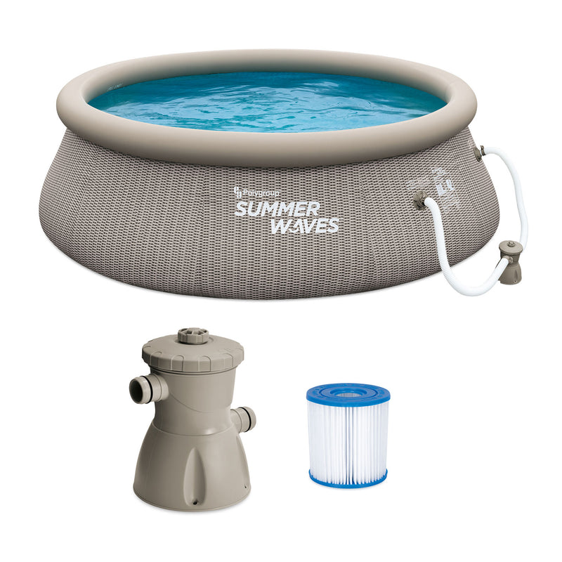 Summer Waves 10ft x 36in Quick Set Ring Above Ground Pool, Gray (For Parts)