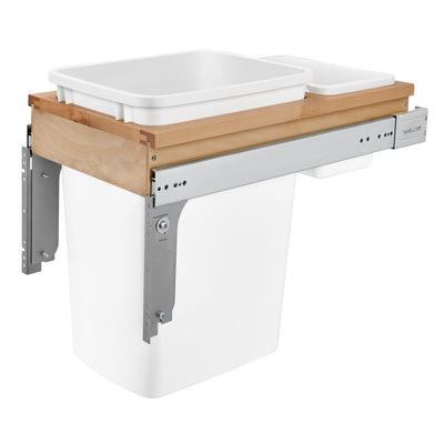 Rev-A-Shelf 4WCTM-12DM1 35-Quart Top Mount Pullout Waste Container Bin, White