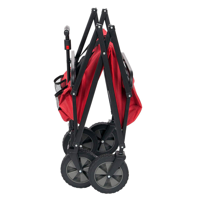 Seina 150 Pound Capacity Portable Folding Outdoor Garden Cart, Red (4 Pack)