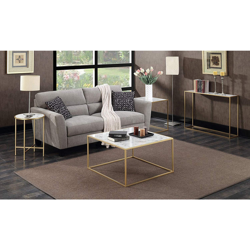 Convenience Concepts Gold Coast Slim Accent Sofa Console Table, Gold/Faux Marble