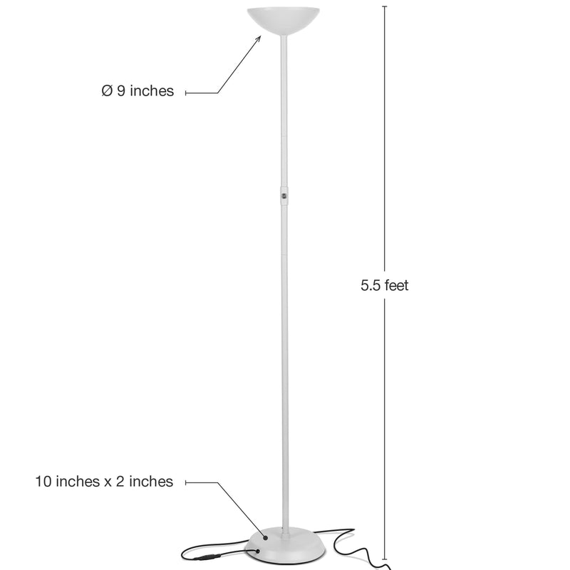 Brightech SkyLite LED High Lumen Uplight Torchiere Floor Lamp, White (Used)