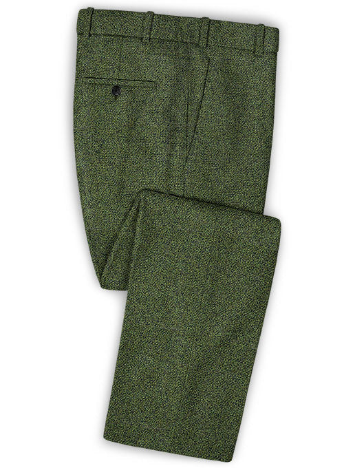 Basket Weave Green Tweed Pants - StudioSuits